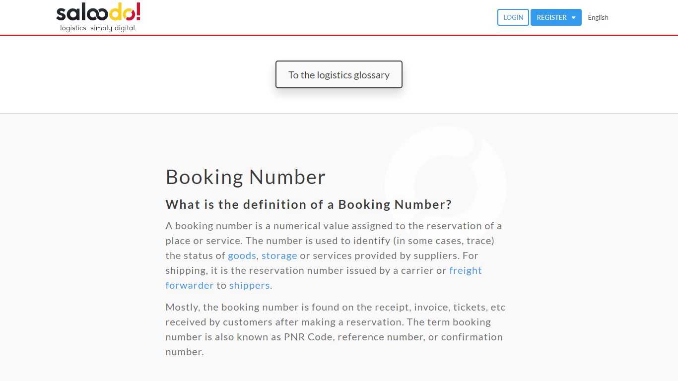 What is the definition of a Booking Number? Logistics Terms - Saloodo!