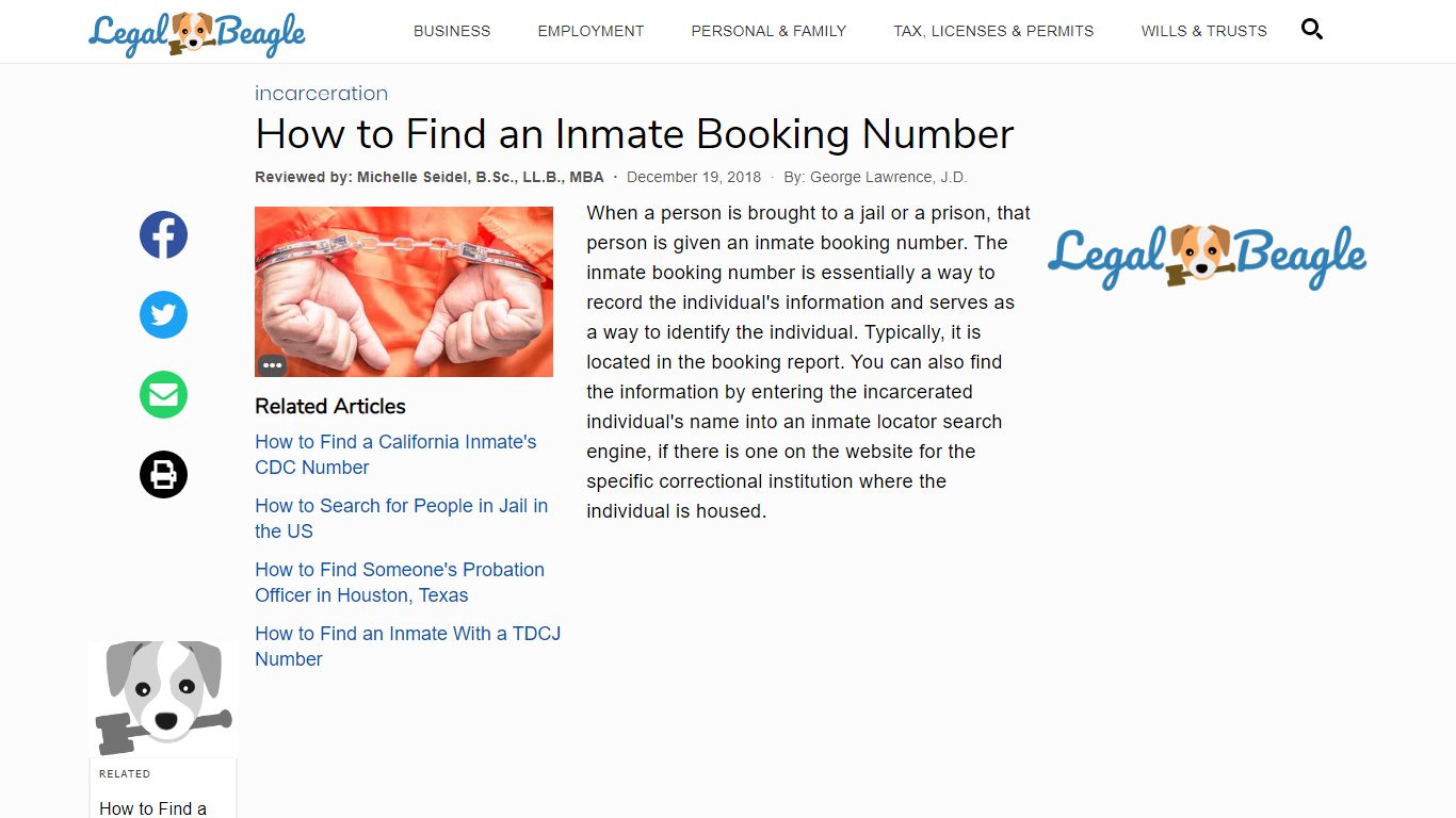 How to Find an Inmate Booking Number | Legal Beagle