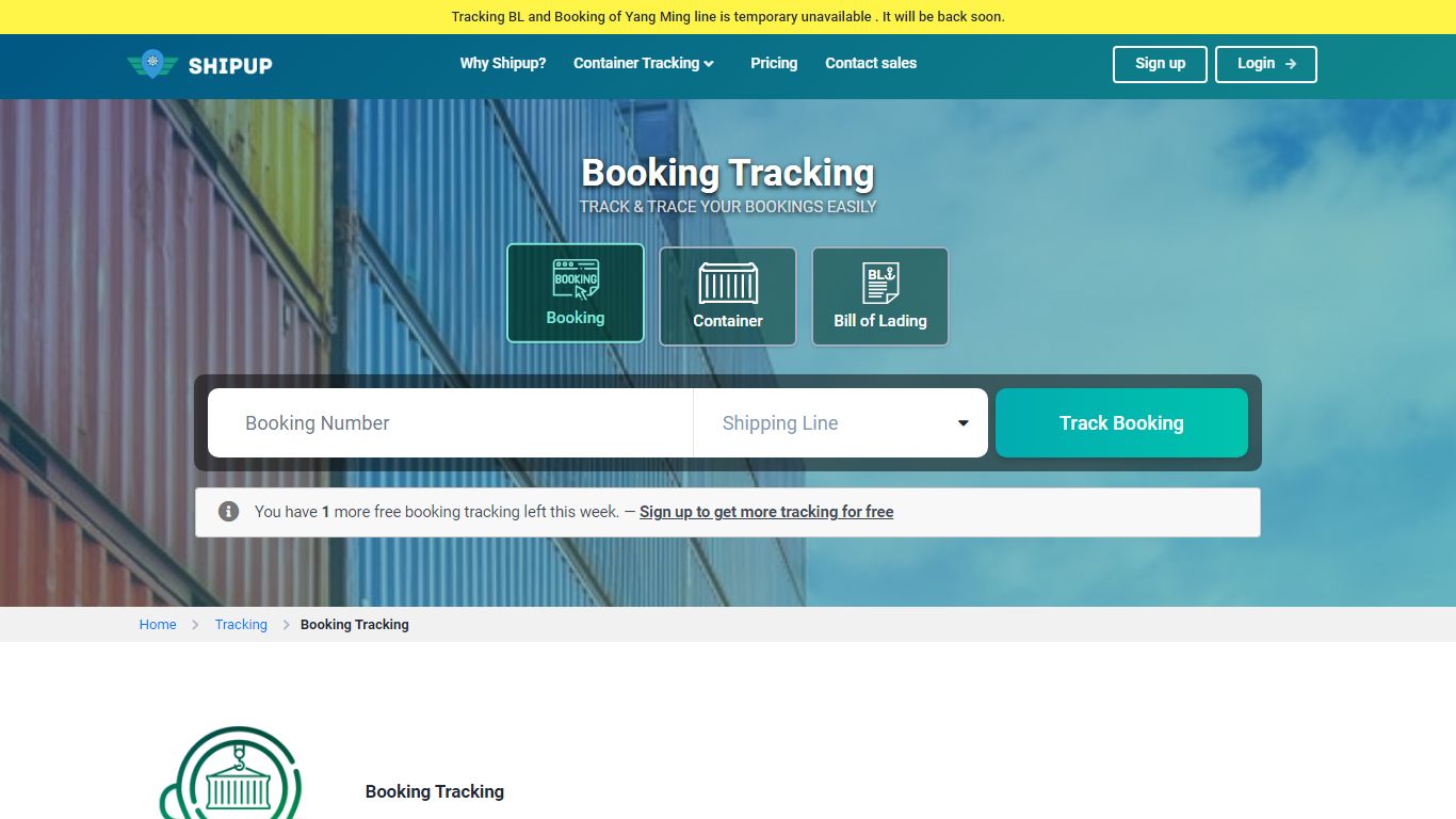 Booking Tracking | Shipup